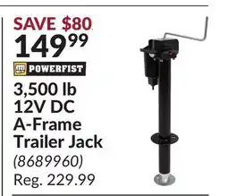 Princess Auto 3,500 lb 12V DC A-Frame Trailer Jack offer