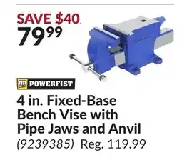 Princess Auto 4 in. Fixed-Base Bench Vise with Pipe Jaws and Anvil offer