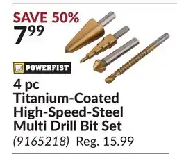 Princess Auto 4 pc Titanium-Coated High-Speed-Steel Multi Drill Bit Set offer