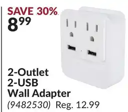 Princess Auto 2-Outlet 2-USB Wall Adapter offer