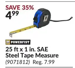 Princess Auto 25 ft x 1 in. SAE Steel Tape Measure offer