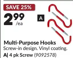 Princess Auto Multi-Purpose Hooks 4 pk Screw offer