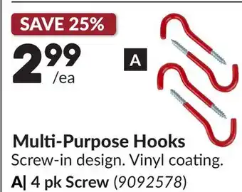 Princess Auto Multi-Purpose Hooks 4 pk Screw offer