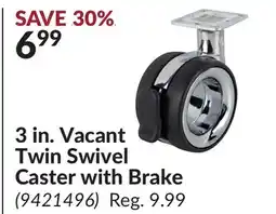 Princess Auto 3 in. Vacant Twin Swivel Caster with Brake offer