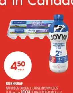 Shoppers Drug Mart BURNBRAE NATUREGG OMEGA 3, LARGE BROWN EGGS (1 Dozen) or JOYYA ULTRAFILTERED MILK (1L) offer
