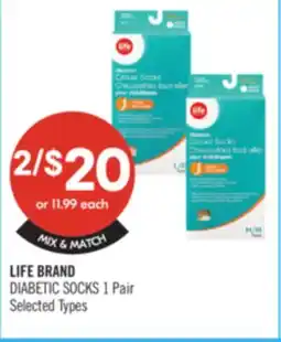 Shoppers Drug Mart LIFE BRAND DIABETIC SOCKS offer