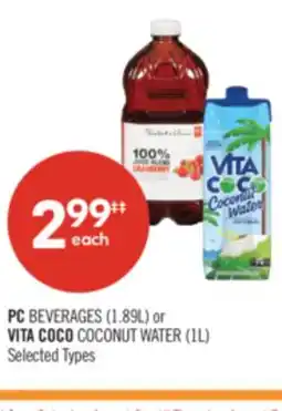 Shoppers Drug Mart PC BEVERAGES (1.89L) or VITA COCO COCONUT WATER (1L) offer