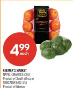 Shoppers Drug Mart FARMER'S MARKET NAVEL ORANGES (3lb) AVOCADO BAG (5's) offer