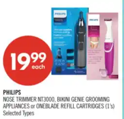 Shoppers Drug Mart PHILIPS NOSE TRIMMER NT3000, BIKINI GENIE GROOMING APPLIANCES or ONEBLADE REFILL CARTRIDGES (1's) offer
