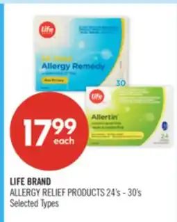 Shoppers Drug Mart LIFE BRAND ALLERGY RELIEF PRODUCTS 24's - 30's offer