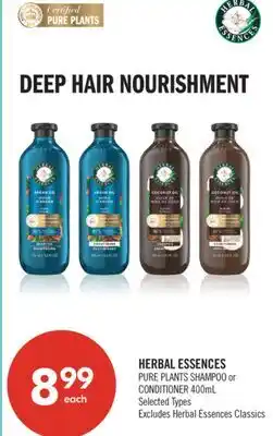 Shoppers Drug Mart HERBAL ESSENCES PURE PLANTS SHAMPOO or CONDITIONER 400mL offer