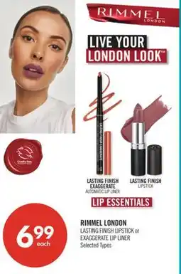 Shoppers Drug Mart RIMMEL LONDON LASTING FINISH LIPSTICK or EXAGGERATE LIP LINER offer