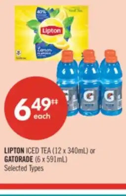 Shoppers Drug Mart LIPTON ICED TEA (12 x 340mL) or GATORADE (6 x 591mL) offer