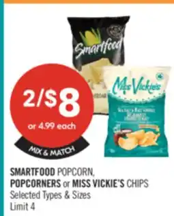 Shoppers Drug Mart SMARTFOOD POPCORN, POPCORNERS or MISS VICKIE'S CHIPS offer
