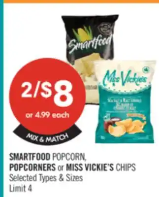 Shoppers Drug Mart SMARTFOOD POPCORN, POPCORNERS or MISS VICKIE'S CHIPS offer
