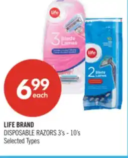 Shoppers Drug Mart LIFE BRAND DISPOSABLE RAZORS offer