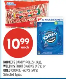 Shoppers Drug Mart ROCKETS CANDY ROLLS (1kg), WELCH'S FRUIT SNACKS (45's) or OREO COOKIE PACKS (20's) offer