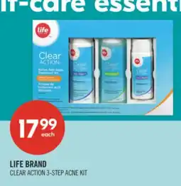 Shoppers Drug Mart LIFE BRAND CLEAR ACTION 3-STEP ACNE KIT offer