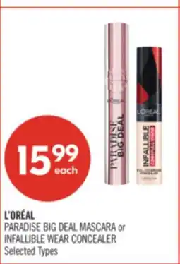 Shoppers Drug Mart L'ORÉAL PARADISE BIG DEAL MASCARA or INFALLIBLE WEAR CONCEALER offer