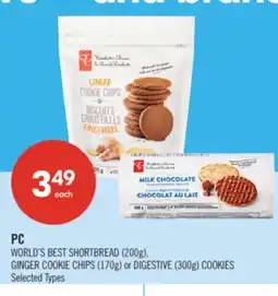 Shoppers Drug Mart PC WORLD'S BEST SHORTBREAD (200g), GINGER COOKIE CHIPS (170g) or DIGESTIVE (300g) COOKIES offer