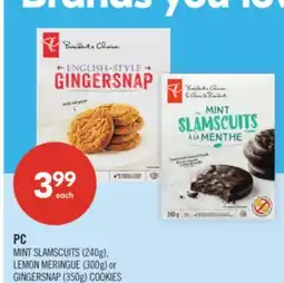 Shoppers Drug Mart PC MINT SLAMSCUITS (240g), LEMON MERINGUE (300g) or GINGERSNAP (350g) COOKIES offer