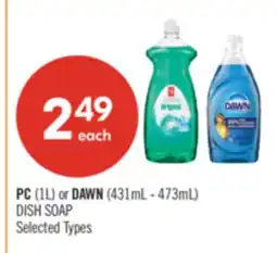 Shoppers Drug Mart PC (1L) or DAWN (431mL - 473mL) DISH SOAP offer