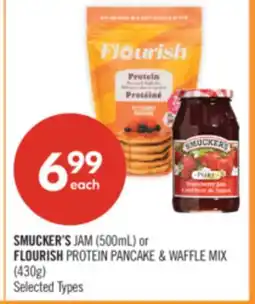 Shoppers Drug Mart SMUCKER'S JAM (500ml) or FLOURISH PROTEIN PANCAKE & WAFFLE MIX (430g) offer