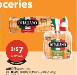 Shoppers Drug Mart WONDER WRAPS (10'S) D'ITALIANO SAUSAGE BUNS (6'S) OR BREAD(675G) offer