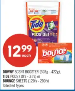 Shoppers Drug Mart DOWNY SCENT BOOSTER (303g - 422g), TIDE PODS (18's - 31's) or BOUNCE SHEETS (120's - 200's) offer