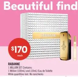 Shoppers Drug Mart RABANNE 1 MILLION SET Contains: 1 Million (100mL) and (10mL) Eau de Toilette offer