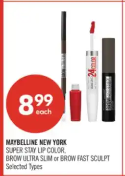 Shoppers Drug Mart MAYBELLINE NEW YORK SUPER STAY LIP COLOR, BROW ULTRA SLIM or BROW FAST SCULPT offer