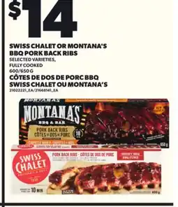 Independent City Market SWISS CHALET OR MONTANA'S BBQ PORK BACK RIBS, 600/650 G offer