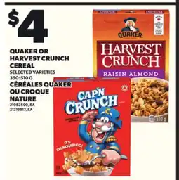 Independent City Market QUAKER OR HARVEST CRUNCH CEREAL, 350-510 G offer