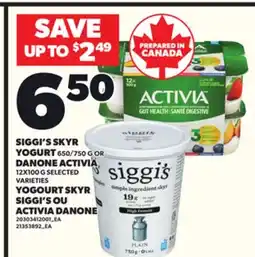 Independent City Market SIGGI'S SKYR YOGURT, 650/750 G OR DANONE ACTIVIA, 12X100 G offer