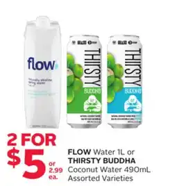Rexall FLOW Water 1L or THIRSTY BUDDHA Coconut Water 490mL offer