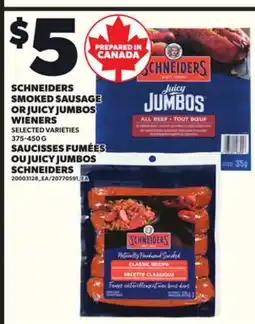 Independent City Market SCHNEIDERS SMOKED SAUSAGE OR JUICY JUMBOS WIENERS, 375-450 G offer