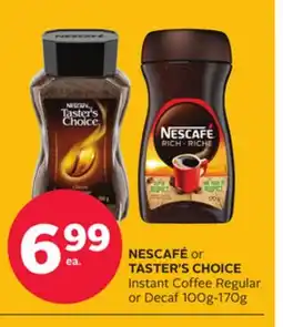 Rexall NESCAFÉ or TASTER'S CHOICE Instant Coffee Regular or Decaf offer