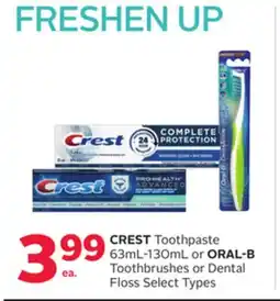 Rexall CREST Toothpaste 63mL-130mL or ORAL-B Toothbrushes or Dental Floss offer