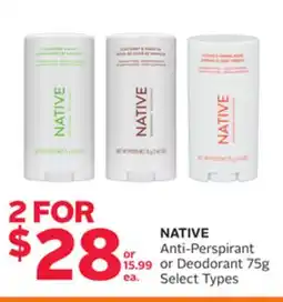 Rexall NATIVE Anti-Perspirant or Deodorant offer