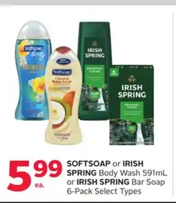 Rexall SOFTSOAP or IRISH SPRING Body Wash 591mL or IRISH SPRING Bar Soap 6-Pack offer