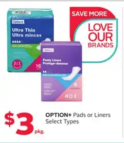 Rexall OPTION + Pads or Liners offer
