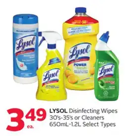 Rexall LYSOL Disinfecting Wipes 30' s-35's or Cleaners 650mL-1.2L offer