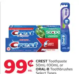 Rexall CREST Toothpaste 50mL-100mL or ORAL-B Toothbrushes offer