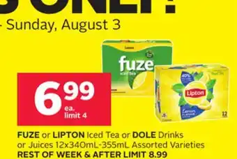 Rexall FUZE or LIPTON Iced Tea or DOLE Drinks or Juices offer