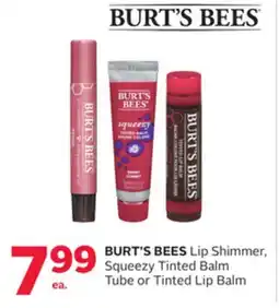 Rexall BURT'S BEES Lip Shimmer, Squeezy Tinted Balm Tube or Tinted Lip Balm offer