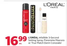 Rexall L' ORÉAL Infallible 3-Second Setting Spray, Panorama Mascara or True Match Derm Concealer offer