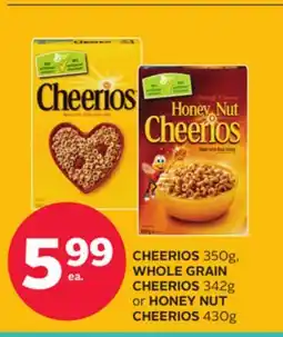 Rexall CHEERIOS 350g, WHOLE GRAIN CHEERIOS 342g or HONEY NUT CHEERIOS 430g offer