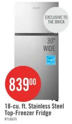 The Brick Hisense 30 18 Cu. Ft. Top-Mount Refrigerator - Stainless Steel - RT18A2FID offer