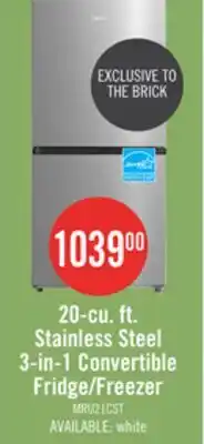 The Brick Midea 20 Cu. Ft. 3-in-1 Convertible Refrigerator-Freezer - Stainless Steel - MRU21C7BST offer