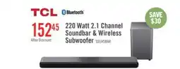 The Brick TCL 2.1 CH Bluetooth Dolby Atmos DTS Virtual:X Soundbar with Wireless Subwoofer (S55H) offer
